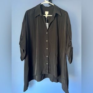 Chico’s New Black Button Top Quarter Sleeve